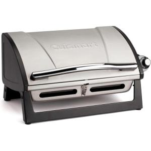 Cuisinart Grillster Portable Gas Grill, Stainless Steel Compact BBQ Grill with Locking Lid for Easy Transport, 8000 BTU Propane Grill with Dishwasher Safe Cooking Grate, Small Grill for Camping & BBQ(Grillster 8 000 BTU Portable Gas Grill (Newer Version))