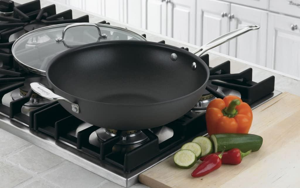 imageCuisinart 62632H Chefs Classic Nonstick Hard Anodized 125Inch Stir Fry Pan BlackStainless Steel