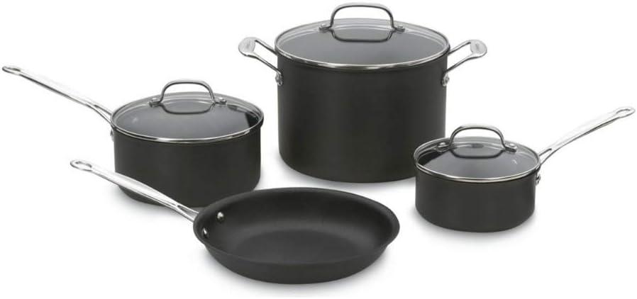 imageCuisinart 667P1 Chefs Classic Nonstick HardAnodized 7Piece Cookware Set Black