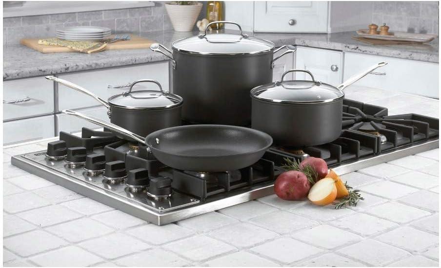 imageCuisinart 667P1 Chefs Classic Nonstick HardAnodized 7Piece Cookware Set Black
