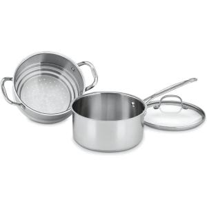 Cuisinart 77-35CG Chef’s Classic Brushed Stainless 3-Piece 3-Quart Steamer Set with Pan
