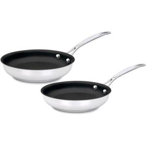 Cuisinart Chef’s Classic Stainless Nonstick 2-Piece 9-Inch and 11-Inch Skillet Set – Black And Silver(Black and Silver – Stainless)