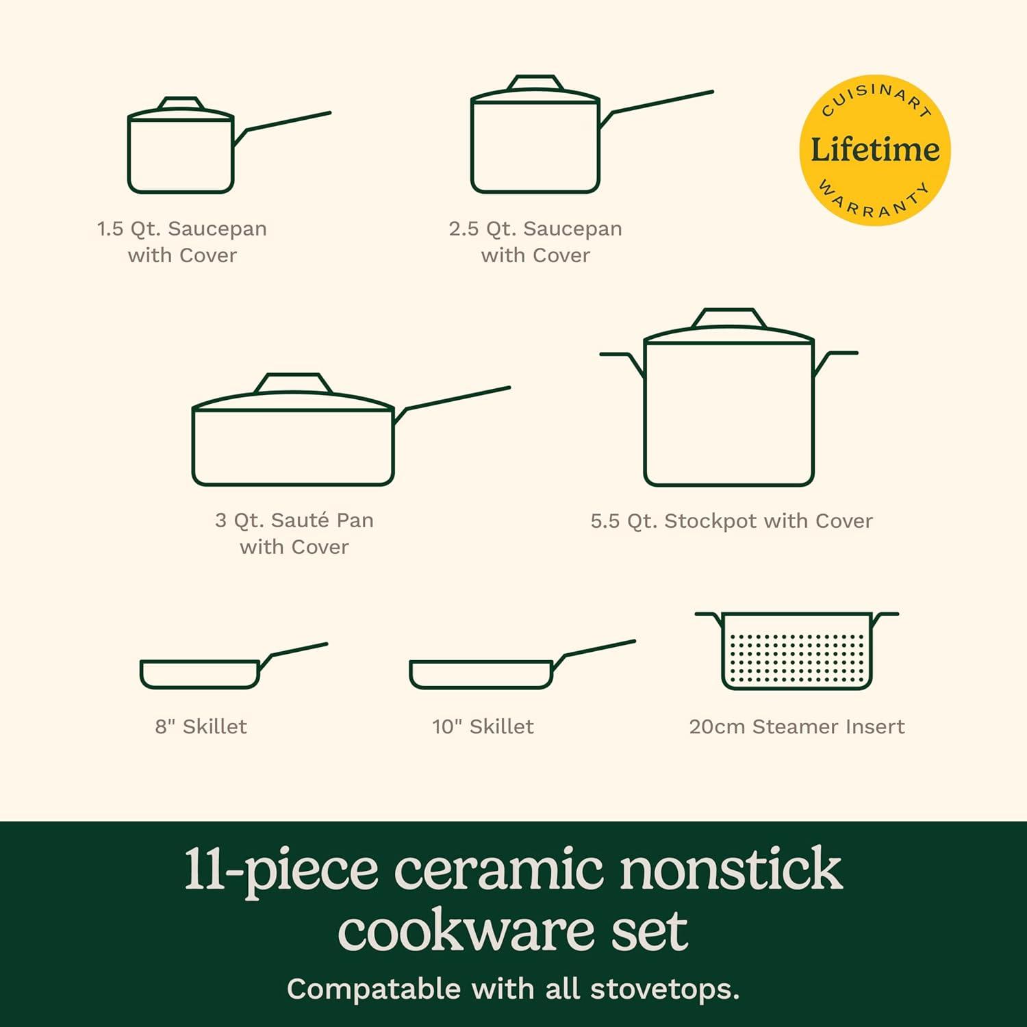 imageCuisinart 11Pc Color Impressions Ceramic Nonstick Set 58S11BK