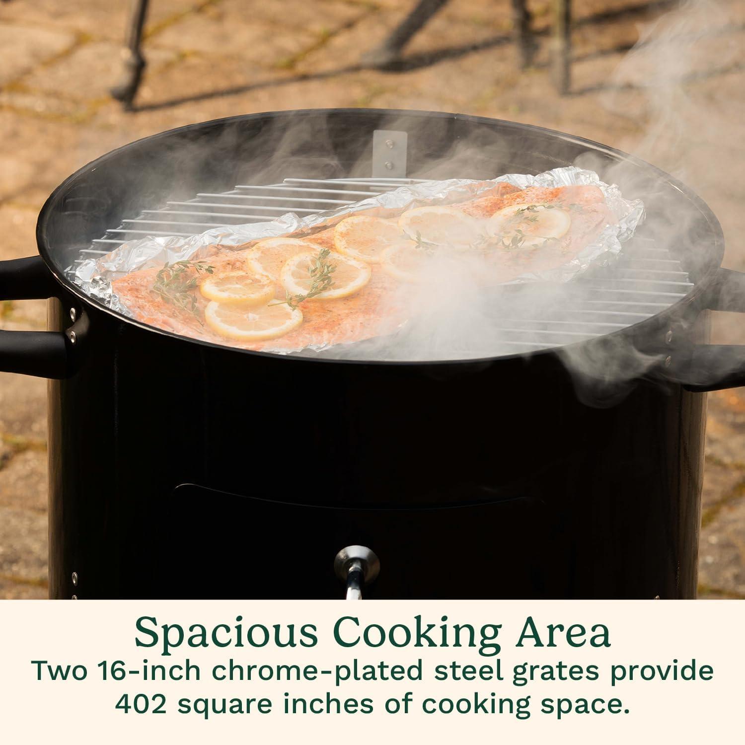 imageCuisinart 18 Vertical Charcoal Smoker Integrated Thermometer Water Bowl and Dual Vents Perfect for Smoked Brisket Chrome Plated Grates Smoker Grill for BBQ Camping TailgatesVertical Charcoal Smoker 16