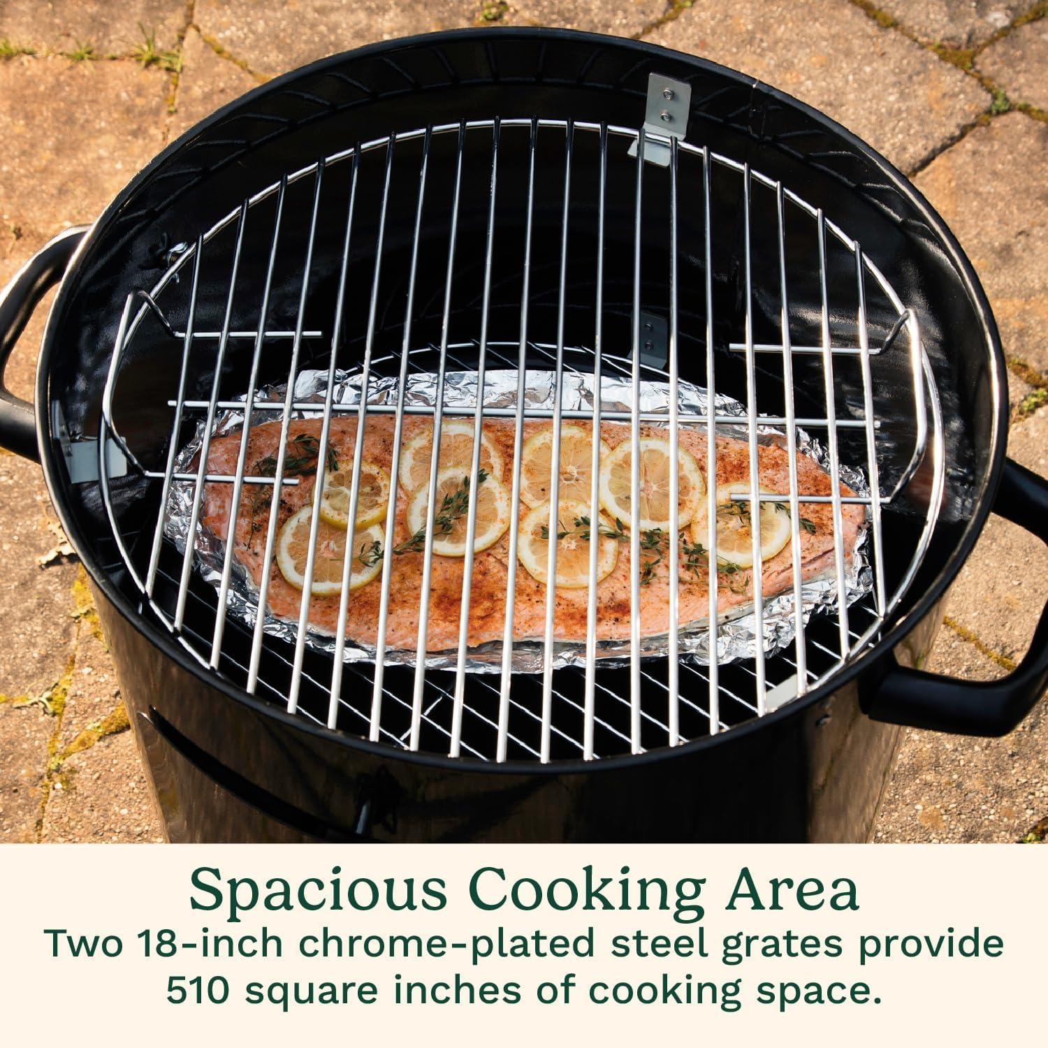 imageCuisinart 18 Vertical Charcoal Smoker Integrated Thermometer Water Bowl and Dual Vents Perfect for Smoked Brisket Chrome Plated Grates Smoker Grill for BBQ Camping TailgatesVertical Charcoal Smoker 18