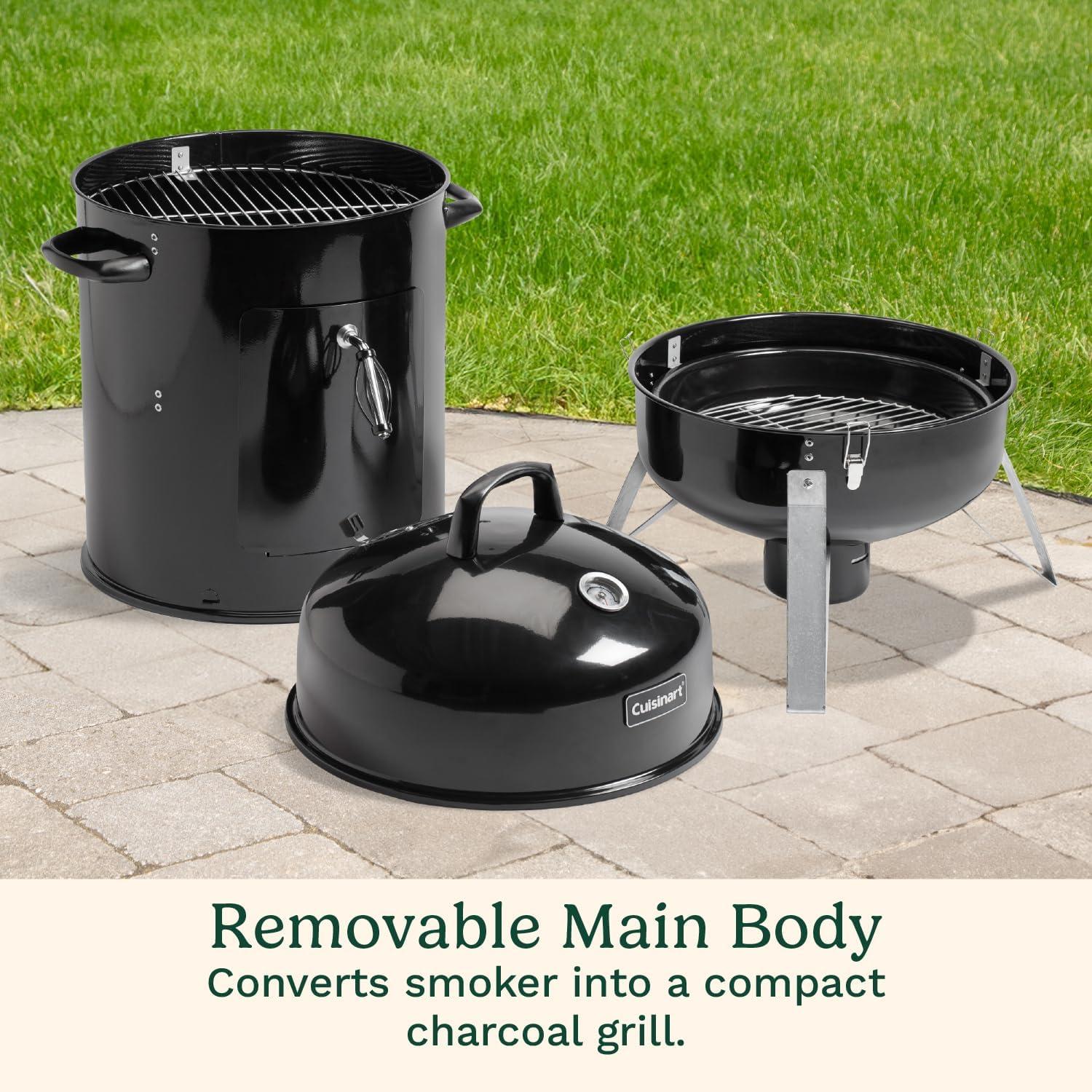 imageCuisinart 18 Vertical Charcoal Smoker Integrated Thermometer Water Bowl and Dual Vents Perfect for Smoked Brisket Chrome Plated Grates Smoker Grill for BBQ Camping TailgatesVertical Charcoal Smoker 18