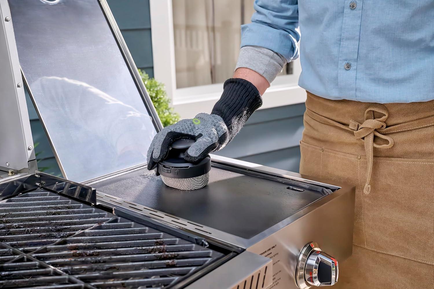 imageCuisinart 3in1 Chainmail Grill Cleaner BristleFree Dual Function HeavyDuty Grill Brush with Removable Head WorryFree Stainless Steel Steam Clean BBQ Scrubber for Grills amp Griddle