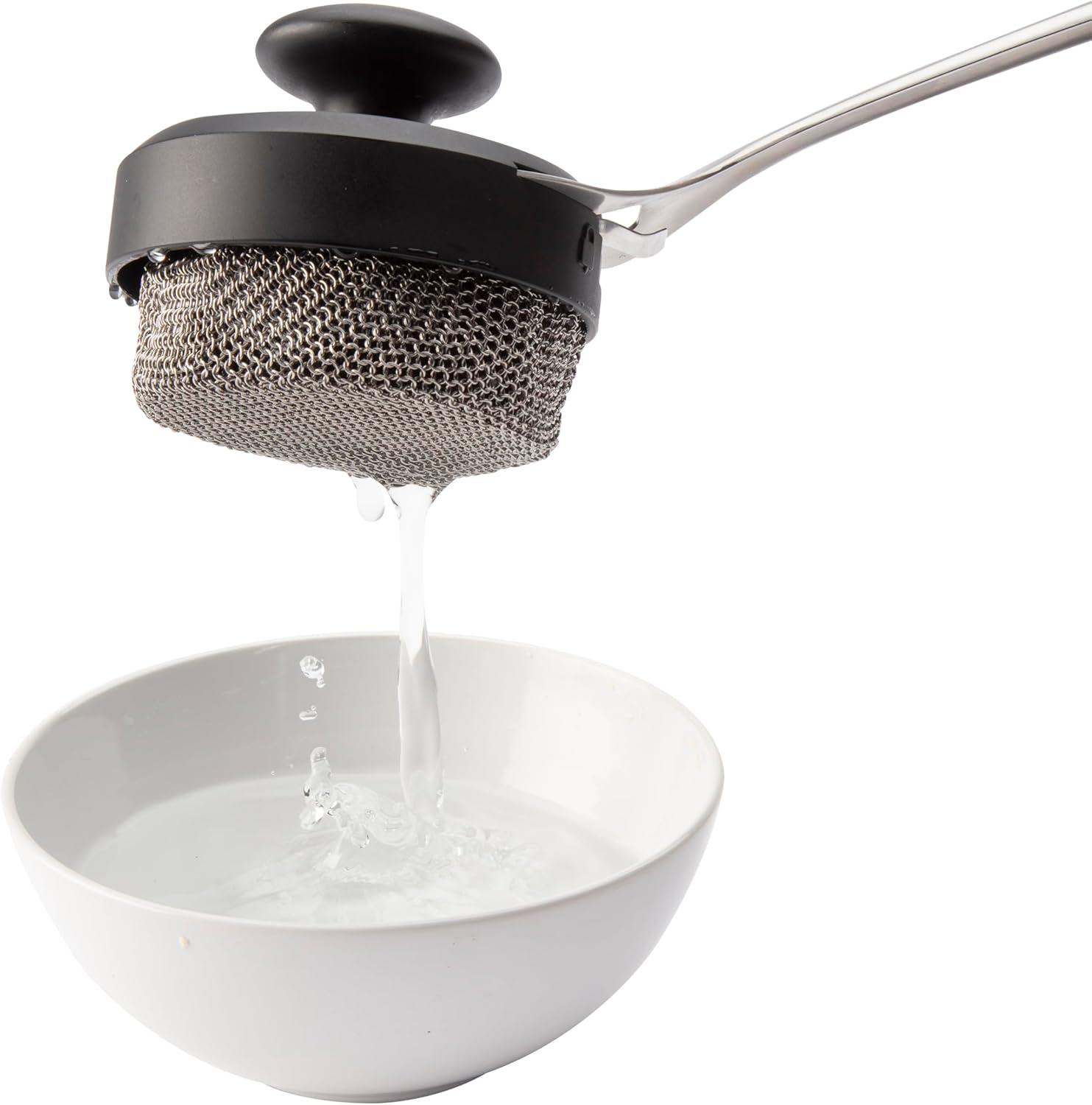 imageCuisinart 3in1 Chainmail Grill Cleaner BristleFree Dual Function HeavyDuty Grill Brush with Removable Head WorryFree Stainless Steel Steam Clean BBQ Scrubber for Grills amp Griddle