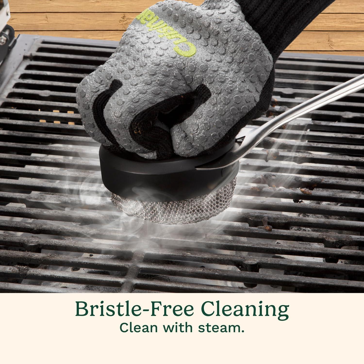 imageCuisinart 3in1 Chainmail Grill Cleaner BristleFree Dual Function HeavyDuty Grill Brush with Removable Head WorryFree Stainless Steel Steam Clean BBQ Scrubber for Grills amp Griddle