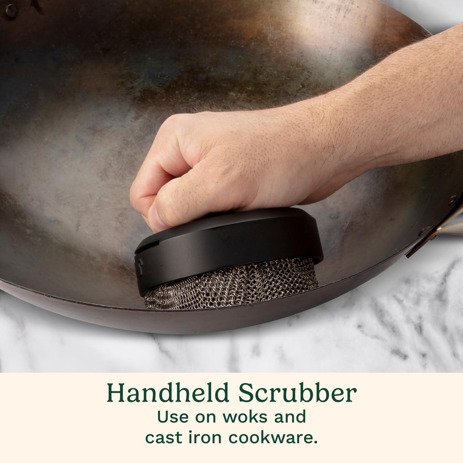 imageCuisinart 3in1 Chainmail Grill Cleaner BristleFree Dual Function HeavyDuty Grill Brush with Removable Head WorryFree Stainless Steel Steam Clean BBQ Scrubber for Grills amp Griddle