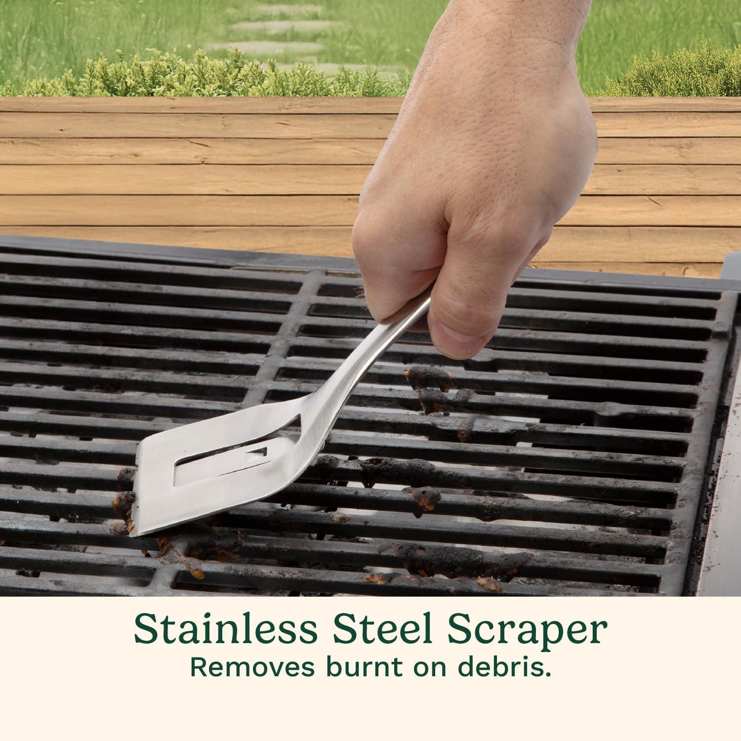 imageCuisinart 3in1 Chainmail Grill Cleaner BristleFree Dual Function HeavyDuty Grill Brush with Removable Head WorryFree Stainless Steel Steam Clean BBQ Scrubber for Grills amp Griddle