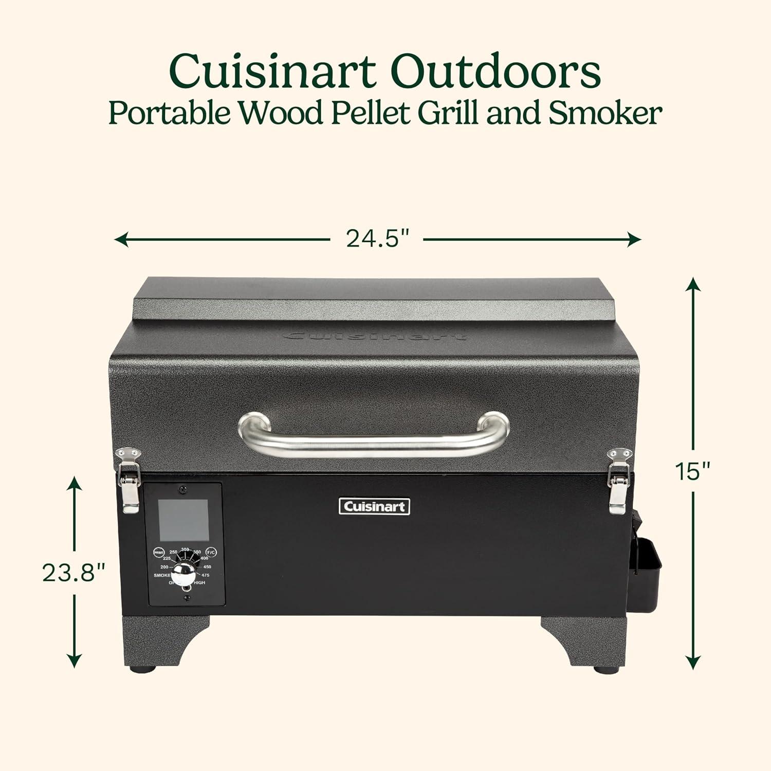 imageCuisinart 8in1 Portable Wood Pellet Grill and Smoker Compact for RV Tailgates Camping and Backyard Cooking Smoky Flavor Versatile Meat Smoker