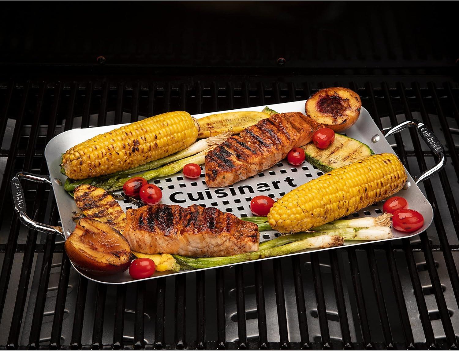 imageCuisinart CGT301 Stainless Steel Grill Topper 12 x 16InchNonStick Rectangular Grill Topper