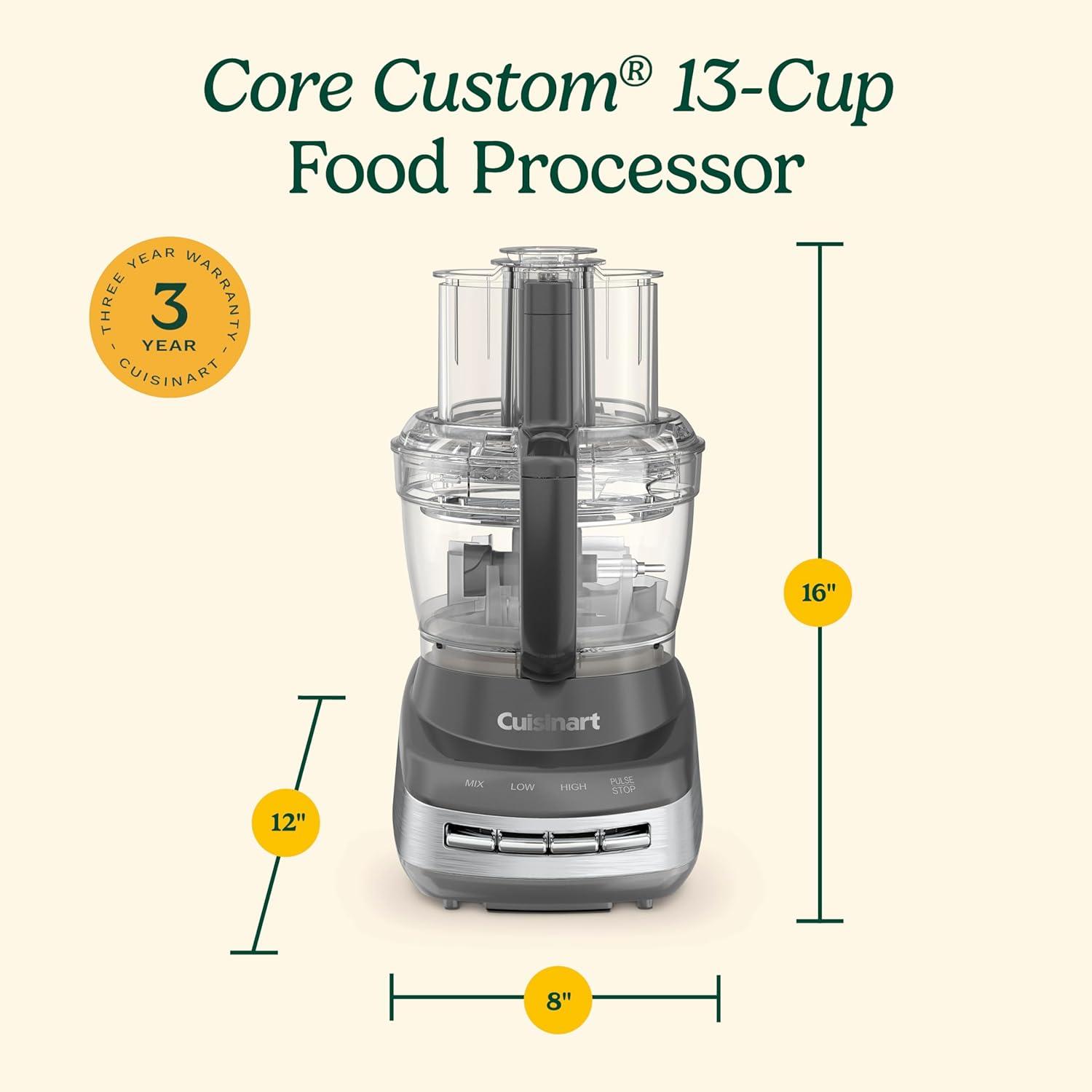 imageCuisinart FP130SS Core Custom 13Cup Multifunctional Food Processor Silver SandAnchor Gray