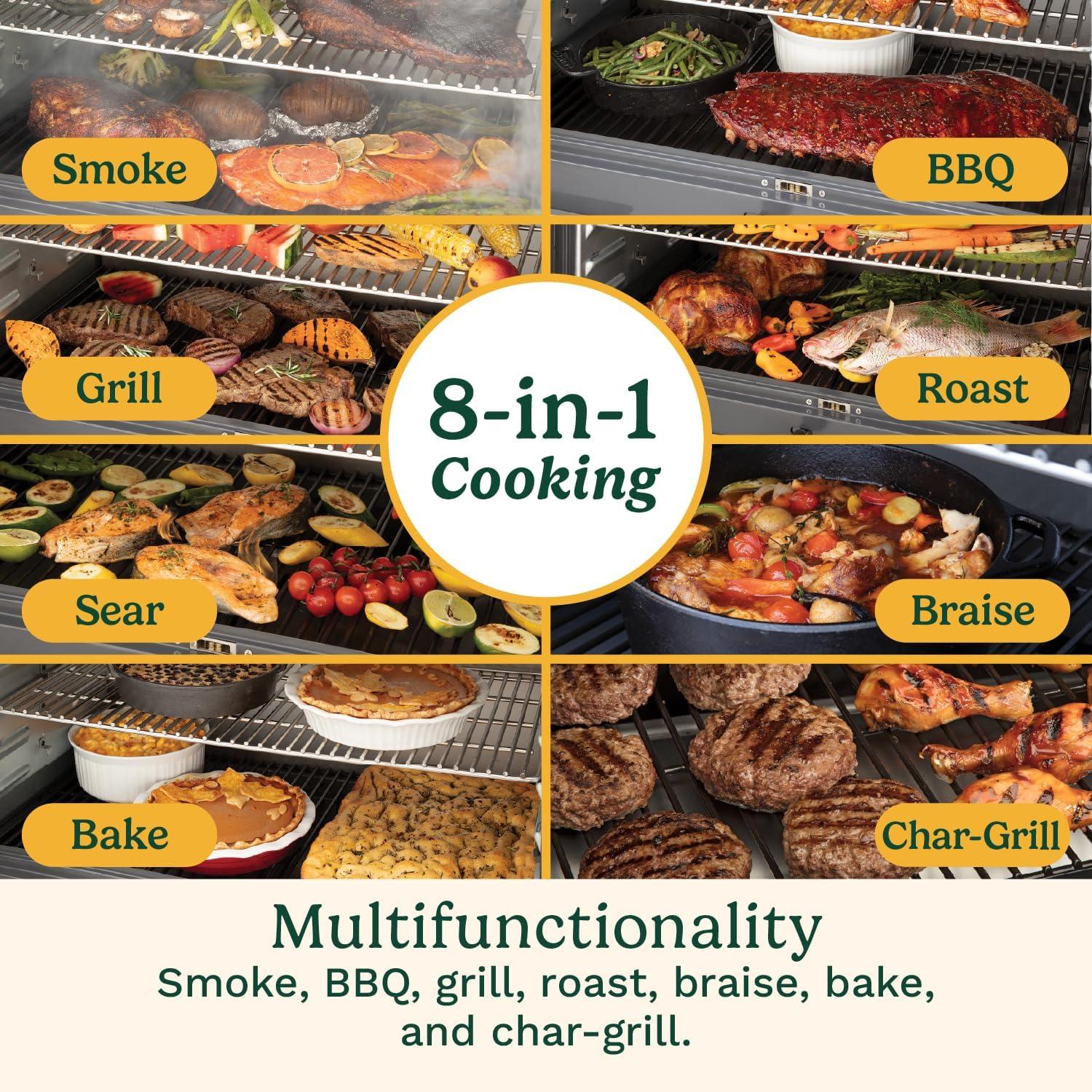 imageCuisinart Wood Pellet Grill amp Smoker 465 Square Inches Barrel Pellet Grill for Smoking Meat Jerky Vegetables 8 in 1 BBQ with Digital Control Auto Start and Temperature Probe