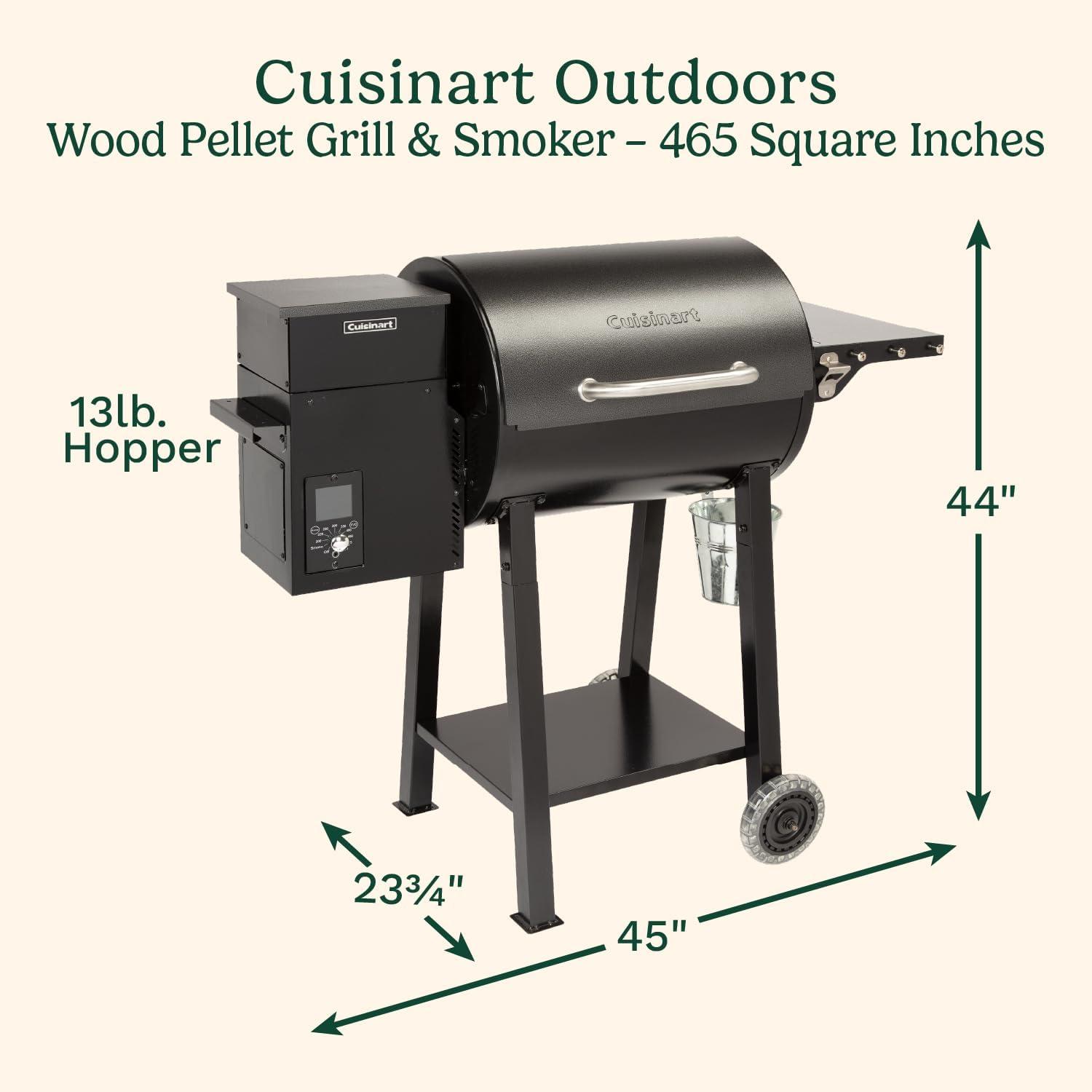 imageCuisinart Wood Pellet Grill amp Smoker 465 Square Inches Barrel Pellet Grill for Smoking Meat Jerky Vegetables 8 in 1 BBQ with Digital Control Auto Start and Temperature Probe
