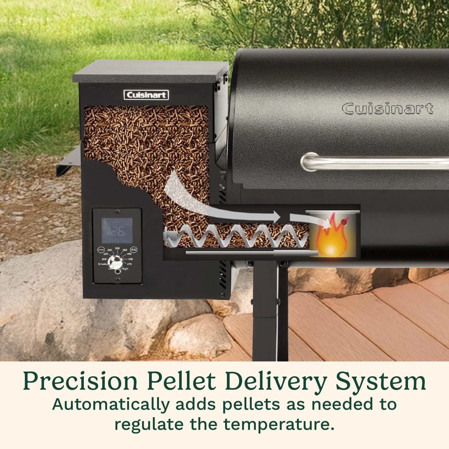 imageCuisinart Wood Pellet Grill amp Smoker 465 Square Inches Barrel Pellet Grill for Smoking Meat Jerky Vegetables 8 in 1 BBQ with Digital Control Auto Start and Temperature Probe