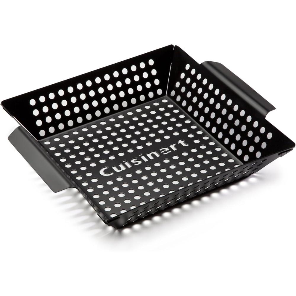 imageCuisinart 11 x 11 NonStick Grill Wok Perforated BBQ Grill Basket for Grilling Veggies Meat amp StirFry Outdoor Grilling Basket for Charcoal and Gas Grills11 x 11Inch