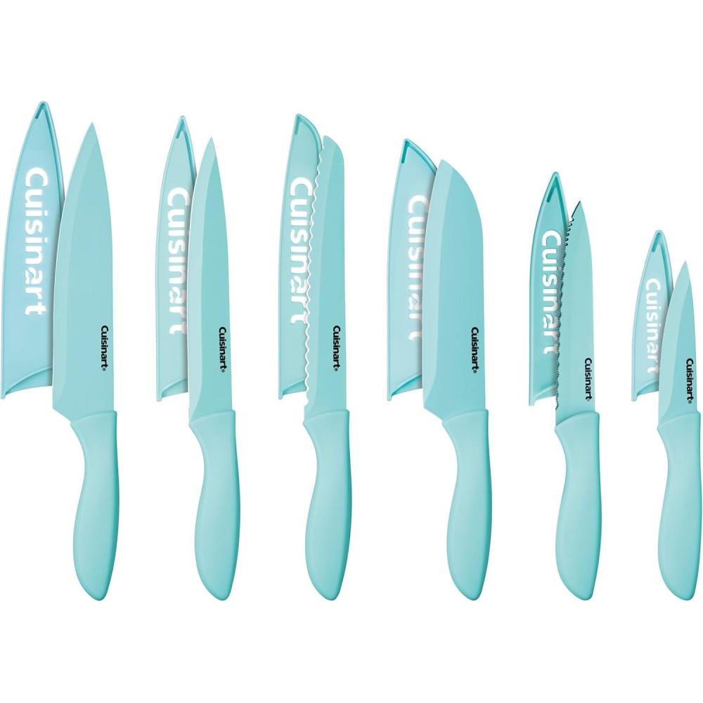 imageCuisinart 12Piece Kitchen Knife Set Advantage Color Collection with Blade Guards Multicolored C5512PCER1Aqua