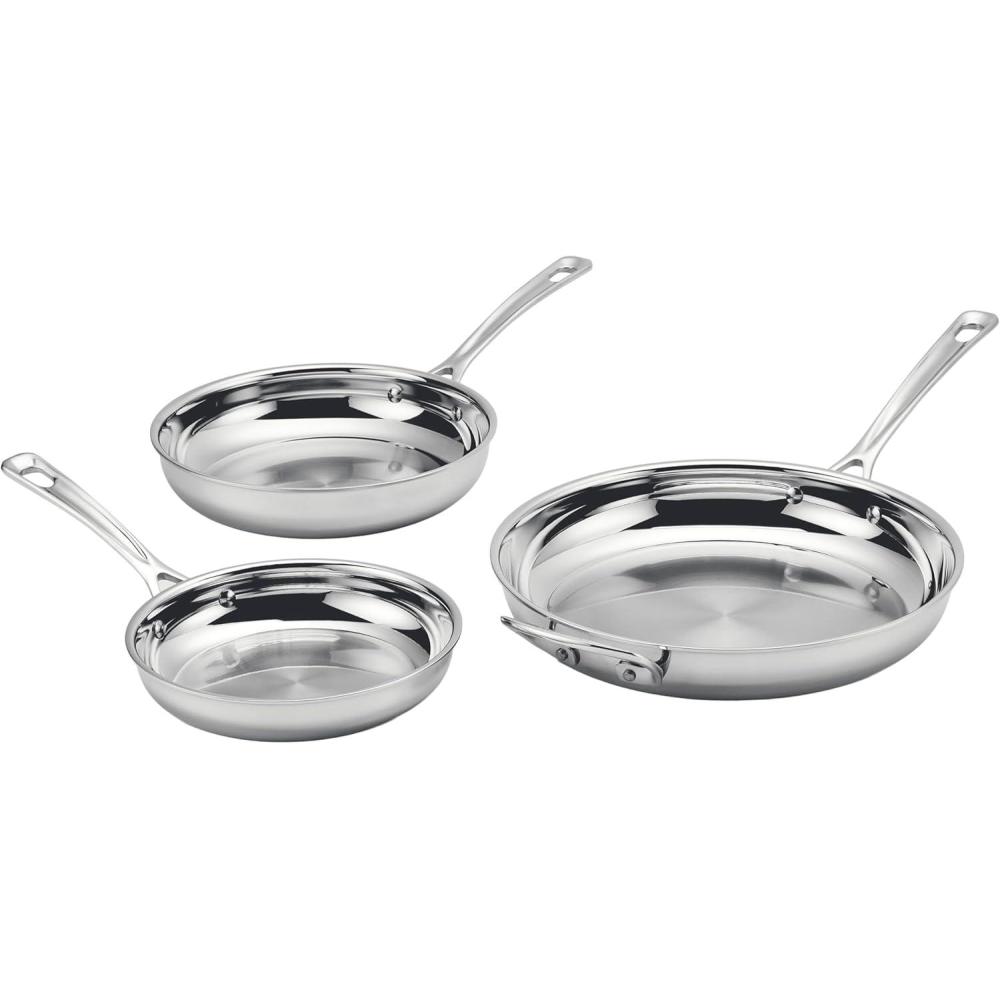 imageCuisinart 3 Piece PureClad TriplePly Stainless Steel Skillet Set PCST2281012