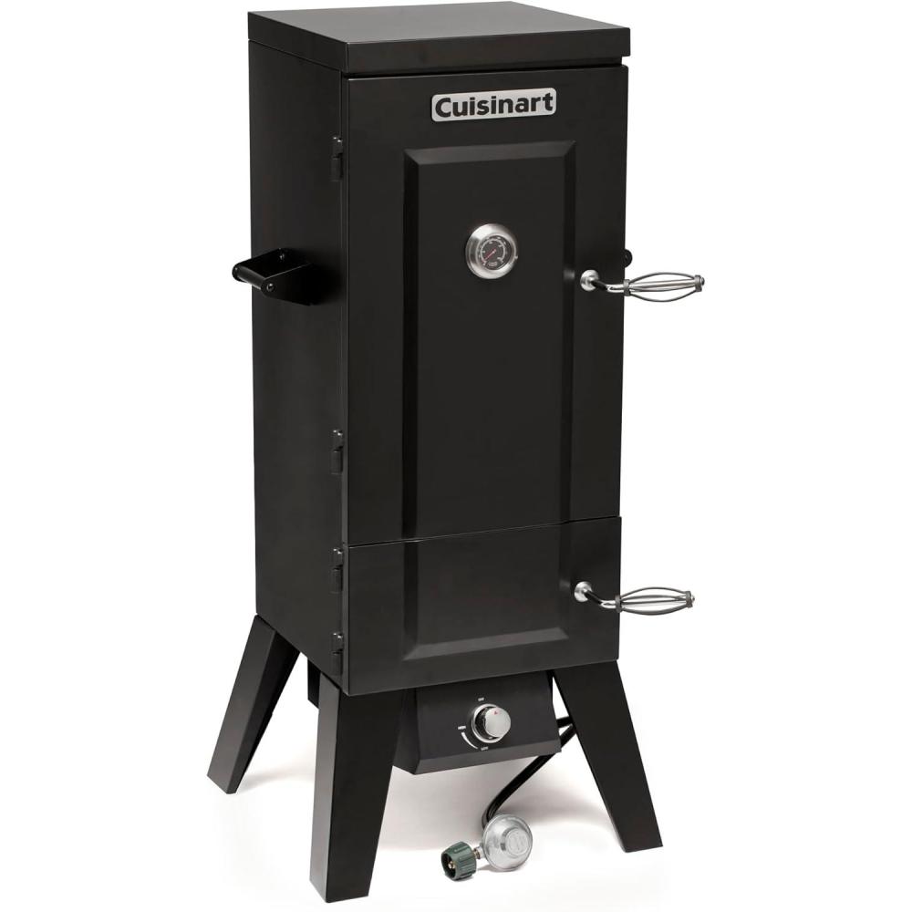 imageCuisinart 36 Vertical Propane Smoker 4 Removable Racks Spacious BBQ Smoker with Wood and Water Trays 15000 BTU Heat for Smoked Meat Brisket Jerky Fish Perfect for Tailgates Backyard Camping