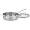 imageCuisinart MCP3330HN MultiClad Pro Triple Ply 55Quart Saute Skillet Saut Pan wHelper amp CoverSaut Pan wHelper  Cover