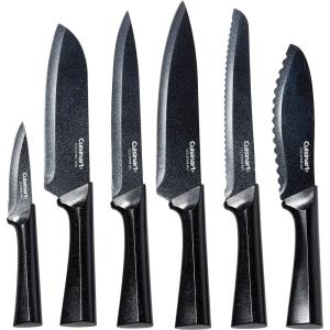 CUISINART Cutlery Knife Set, 12pc Metallic Cutlery Knife Set with Blade Guard , Lightweight, Stainless Steel, Durable & Dishwasher Safe, C55-12PMB,Black(8″)