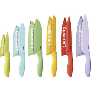 Cuisinart 12-Piece Kitchen Knife Set, Advantage Color Collection with Blade Guards, Multicolored, C55-12PCER1(Multicolor)