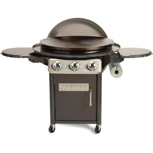 Cuisinart 360° Griddle Outdoor Cooking Center, 22” Round Flat Top Grill with Stainless Steel Vented Lid, Folding Prep Table, 30,000 BTU Burners, Grease Management, Gas Grill Perfect for BBQ, Cookouts(360° XL Griddle Cooking Station)