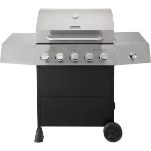 Cuisinart 4-Burner Gas Grill, 44,000 BTU Stainless Steel Full Size Propane Grill with Cast Iron Grates, Outdoor Barbecue with Large Cooking Space and Side Tables for Prep(Five Burner Gas Grill with Side Burner)