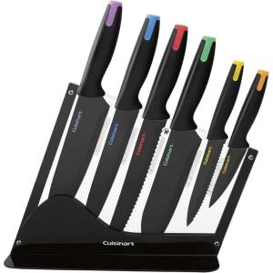 Cuisinart Advantage Nonstick Ceramic-Coated Knife Set, 7-Piece Acrylic Block Stainless Steel Knives for Precise Cutting, Durable Kitchen Knife Set with Ergonomic Handles, C55-7PCE(7-Piece)