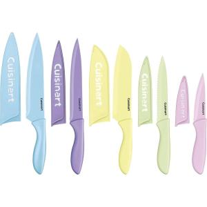 Cuisinart C55-10PWM Ceramic Coated Knife Set with Blade Guard Sheaths (10- Piece Set) in Faux Marble(Pastel Bright’s)