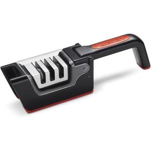 Cuisinart C77SHP-3S 3-Slot Foldable Knife Sharpener, Black/Red(Red)