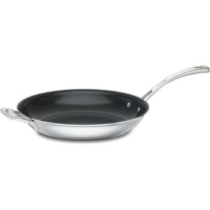 Cuisinart French Classic Tri-Ply Stainless 12-Inch Nonstick Skillet with Helper Handle,Silver