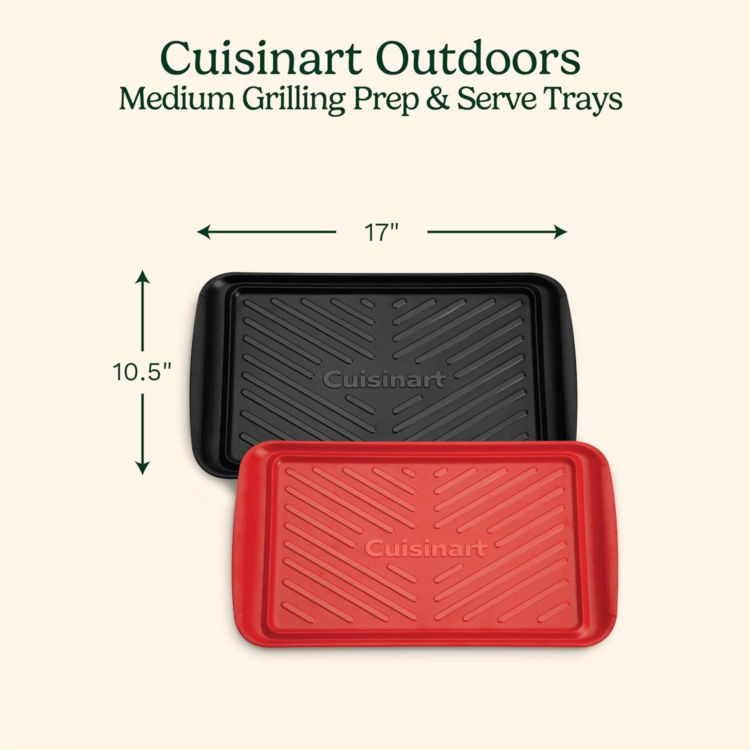 imageCuisinart Grilling Prep amp Serve Trays 17x105 inch BBQ Tray Safe for Food Handling 2 Dishwasher Safe Nesting Trays Black amp Red Perfect Grilling Accessories for Cooked amp Raw Meat Fits 6 BurgersMedium 17 x 105 Pack of 6