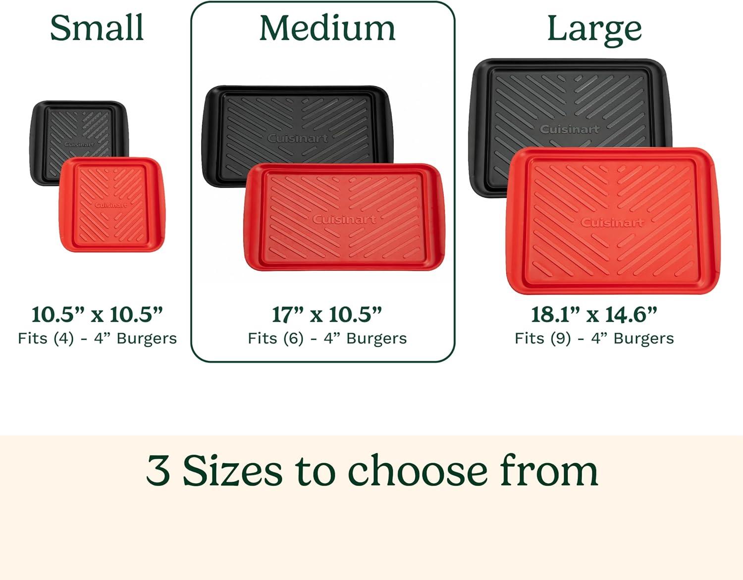 imageCuisinart Grilling Prep amp Serve Trays 17x105 inch BBQ Tray Safe for Food Handling 2 Dishwasher Safe Nesting Trays Black amp Red Perfect Grilling Accessories for Cooked amp Raw Meat Fits 6 BurgersMedium 17 x 105 Pack of 6