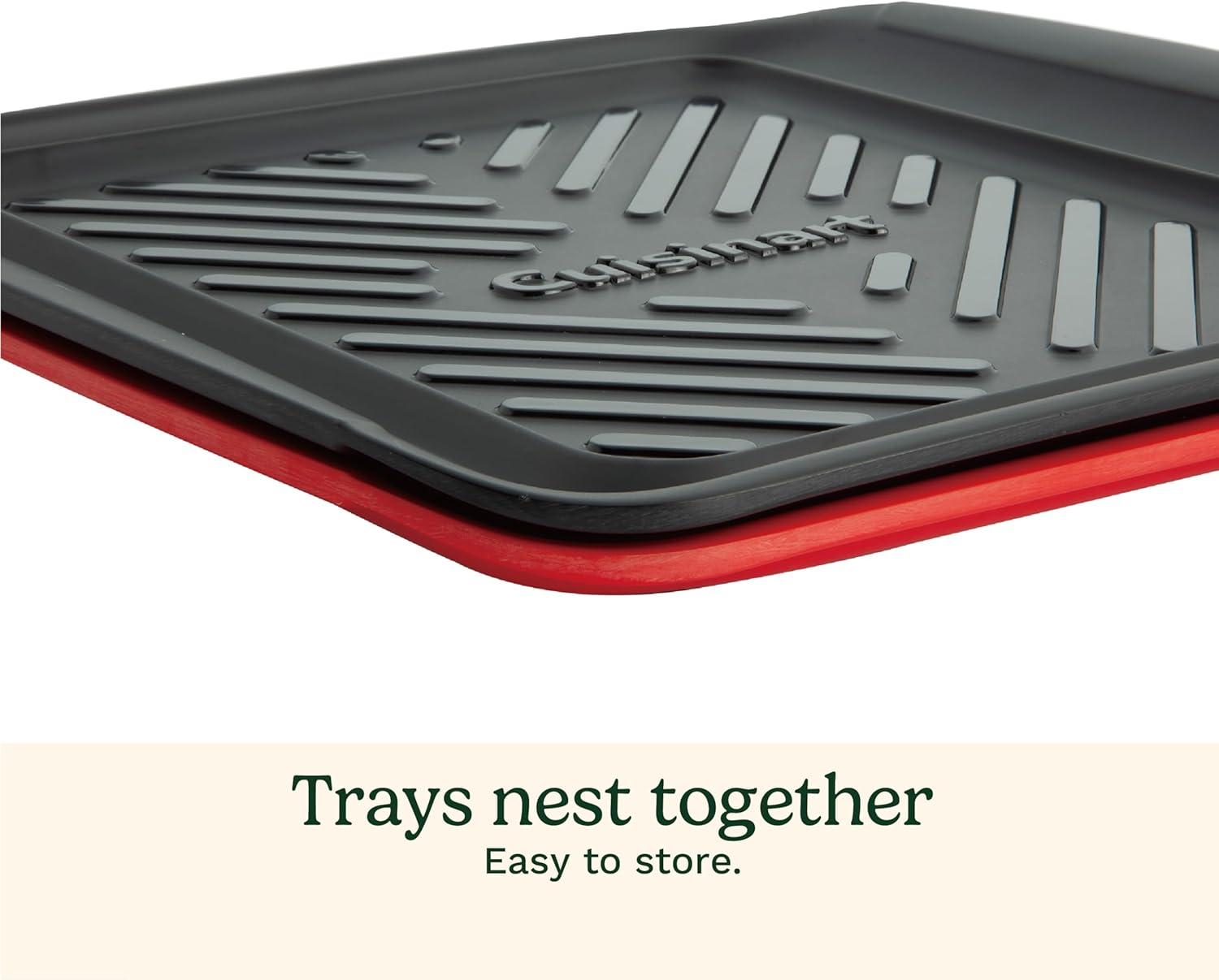 imageCuisinart Grilling Prep amp Serve Trays 17x105 inch BBQ Tray Safe for Food Handling 2 Dishwasher Safe Nesting Trays Black amp Red Perfect Grilling Accessories for Cooked amp Raw Meat Fits 6 BurgersSmall 105 x 105