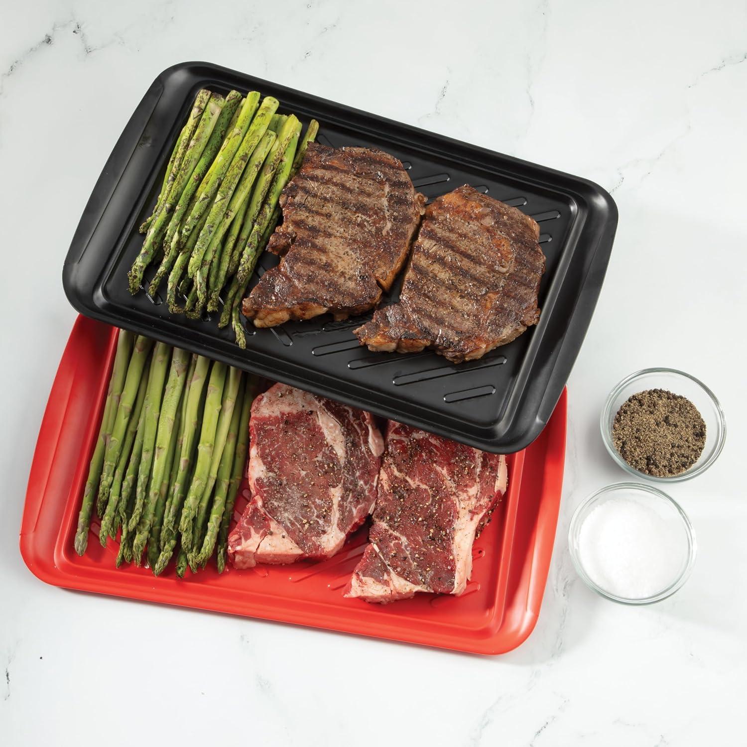 imageCuisinart Grilling Prep amp Serve Trays 17x105 inch BBQ Tray Safe for Food Handling 2 Dishwasher Safe Nesting Trays Black amp Red Perfect Grilling Accessories for Cooked amp Raw Meat Fits 6 BurgersMedium 17 x 105 Pack of 6