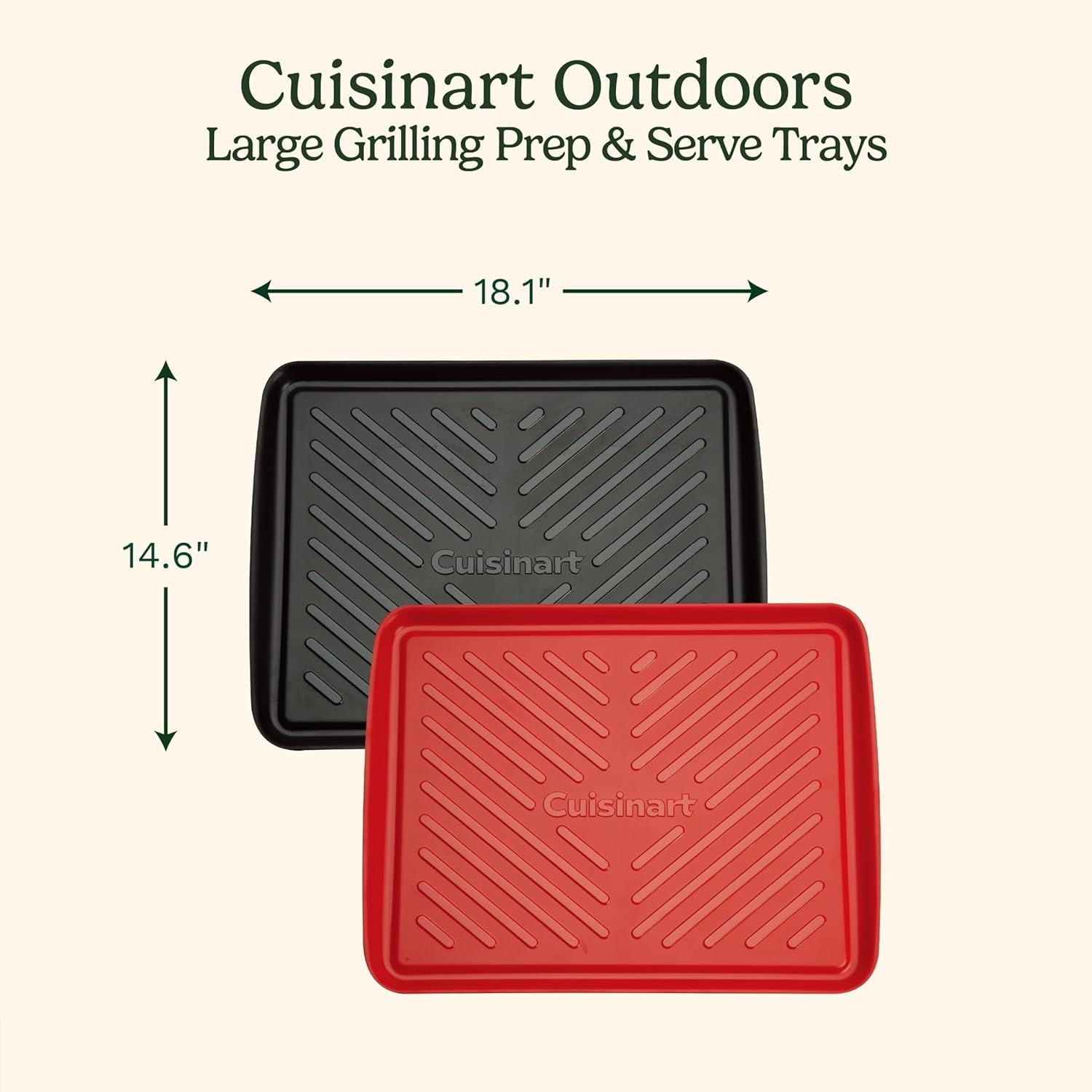 imageCuisinart Grilling Prep amp Serve Trays 17x105 inch BBQ Tray Safe for Food Handling 2 Dishwasher Safe Nesting Trays Black amp Red Perfect Grilling Accessories for Cooked amp Raw Meat Fits 6 BurgersLarge 18 x 145