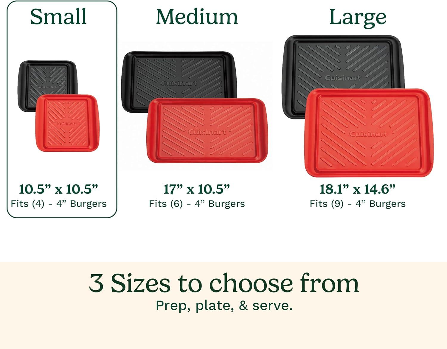 imageCuisinart Grilling Prep amp Serve Trays 17x105 inch BBQ Tray Safe for Food Handling 2 Dishwasher Safe Nesting Trays Black amp Red Perfect Grilling Accessories for Cooked amp Raw Meat Fits 6 BurgersSmall 105 x 105
