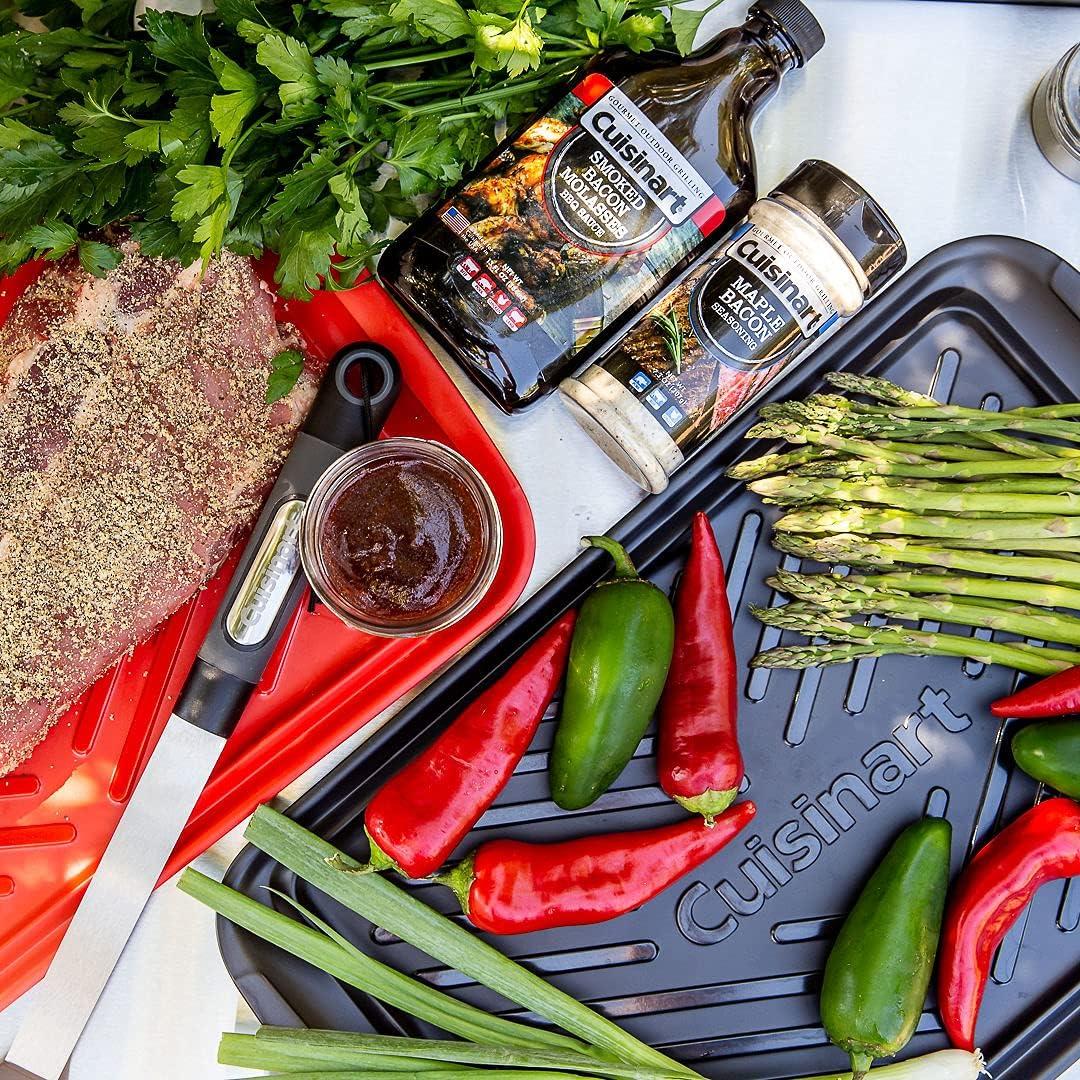 imageCuisinart Grilling Prep amp Serve Trays 17x105 inch BBQ Tray Safe for Food Handling 2 Dishwasher Safe Nesting Trays Black amp Red Perfect Grilling Accessories for Cooked amp Raw Meat Fits 6 BurgersMedium 17 x 105