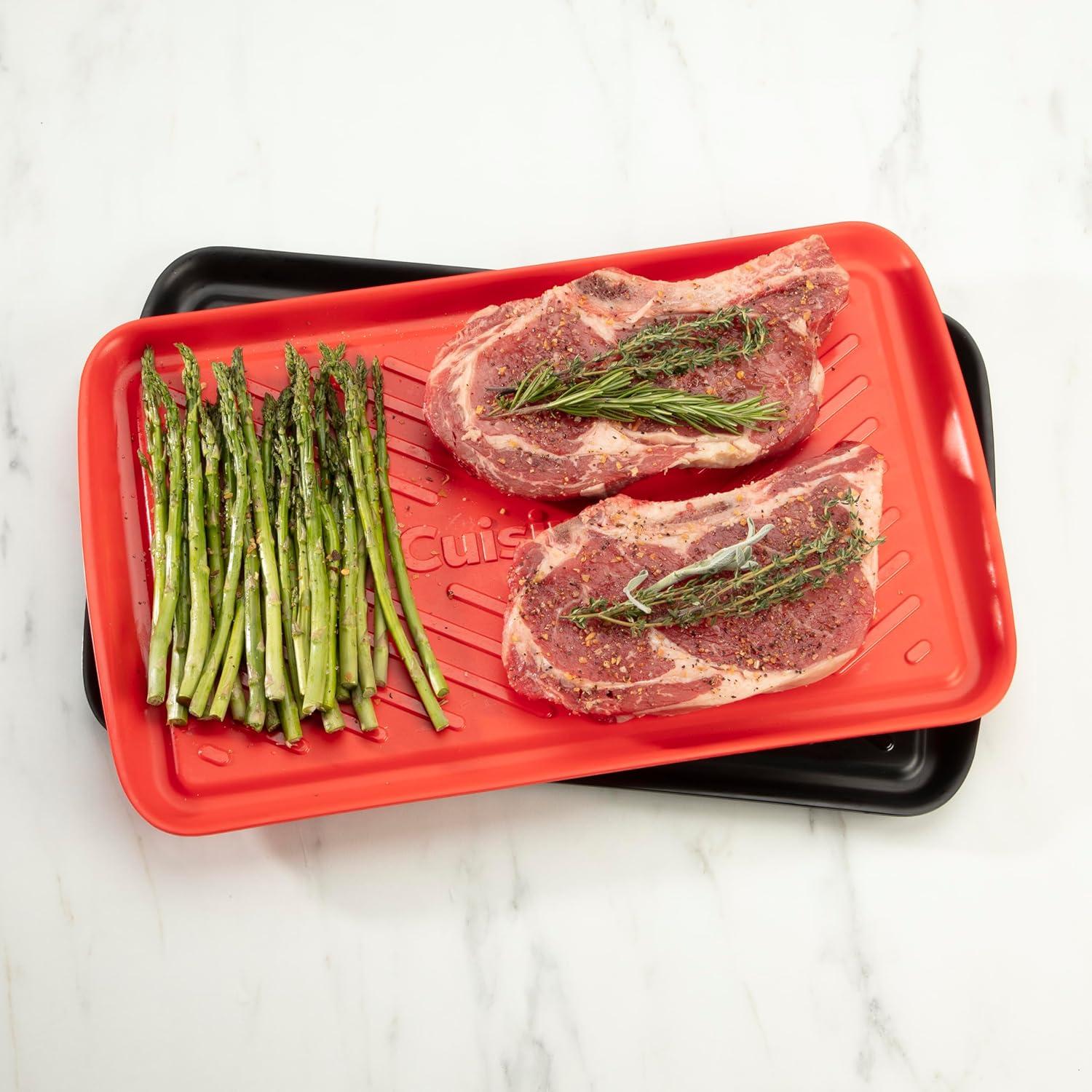 imageCuisinart Grilling Prep amp Serve Trays 17x105 inch BBQ Tray Safe for Food Handling 2 Dishwasher Safe Nesting Trays Black amp Red Perfect Grilling Accessories for Cooked amp Raw Meat Fits 6 BurgersMedium 17 x 105