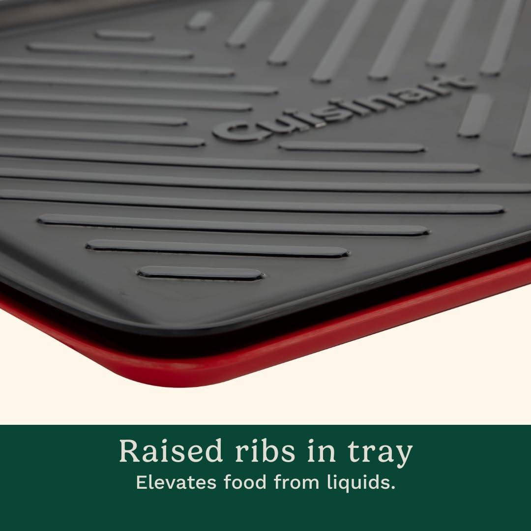 imageCuisinart Grilling Prep amp Serve Trays 17x105 inch BBQ Tray Safe for Food Handling 2 Dishwasher Safe Nesting Trays Black amp Red Perfect Grilling Accessories for Cooked amp Raw Meat Fits 6 BurgersLarge 18 x 145