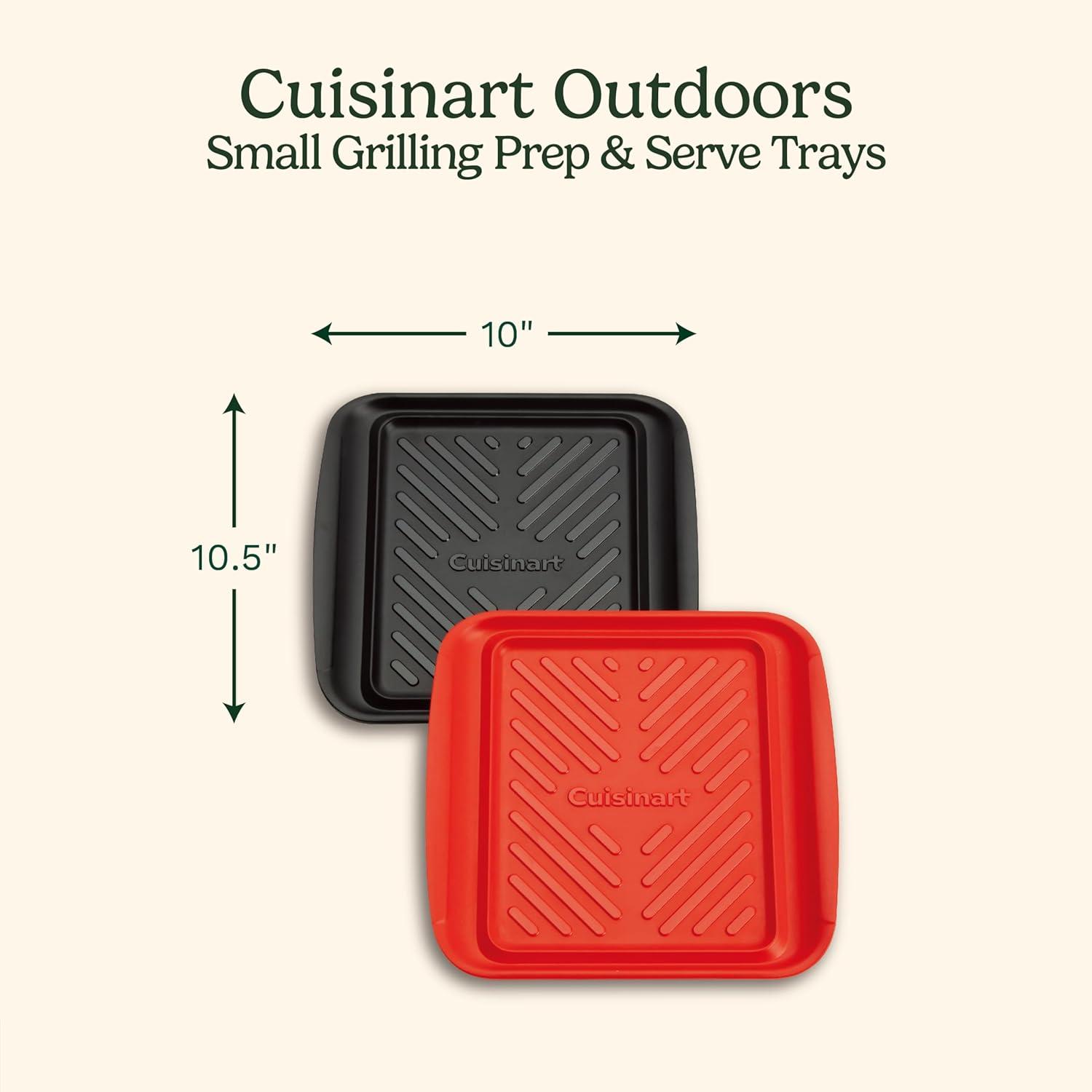 imageCuisinart Grilling Prep amp Serve Trays 17x105 inch BBQ Tray Safe for Food Handling 2 Dishwasher Safe Nesting Trays Black amp Red Perfect Grilling Accessories for Cooked amp Raw Meat Fits 6 BurgersSmall 105 x 105