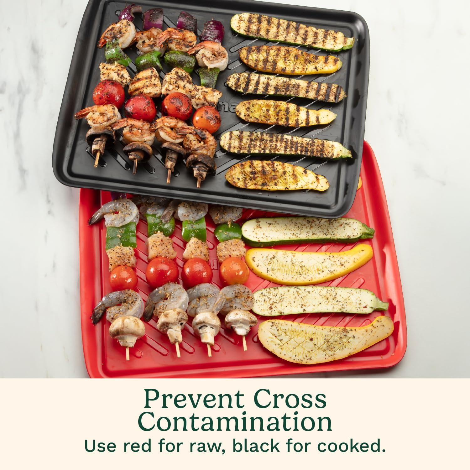 imageCuisinart Grilling Prep amp Serve Trays 17x105 inch BBQ Tray Safe for Food Handling 2 Dishwasher Safe Nesting Trays Black amp Red Perfect Grilling Accessories for Cooked amp Raw Meat Fits 6 BurgersLarge 18 x 145