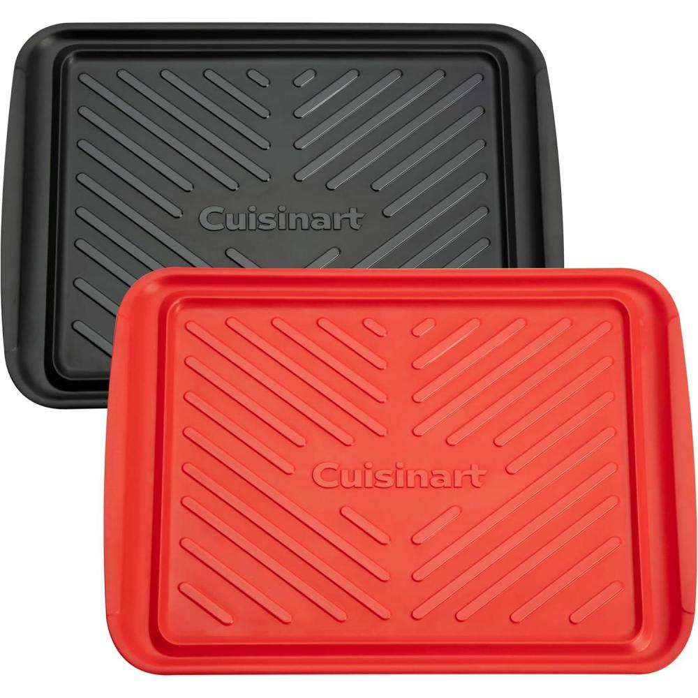 imageCuisinart Grilling Prep amp Serve Trays 17x105 inch BBQ Tray Safe for Food Handling 2 Dishwasher Safe Nesting Trays Black amp Red Perfect Grilling Accessories for Cooked amp Raw Meat Fits 6 BurgersLarge 18 x 145