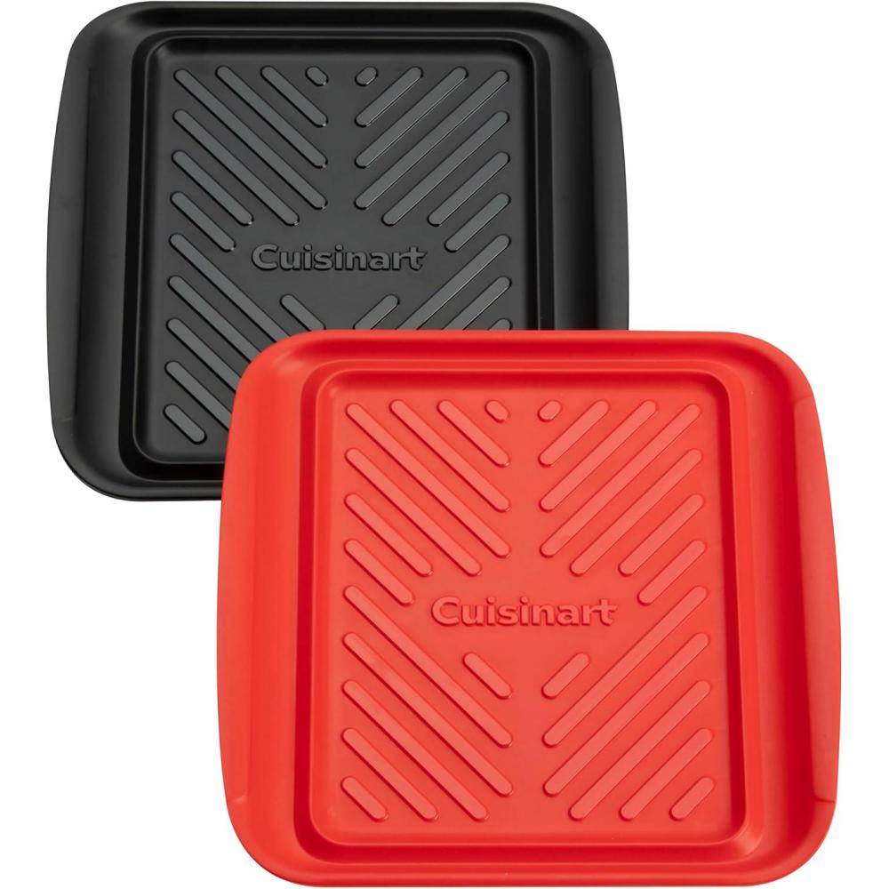 imageCuisinart Grilling Prep amp Serve Trays 17x105 inch BBQ Tray Safe for Food Handling 2 Dishwasher Safe Nesting Trays Black amp Red Perfect Grilling Accessories for Cooked amp Raw Meat Fits 6 BurgersSmall 105 x 105