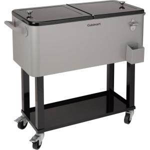 Cuisinart 80 Qt Cooler Cart, Portable Outdoor Beverage Cooler with Storage Shelf, Bottle Opener and Cap Collector, Summer BBQs, Cookouts and Tailgates, 48 Hour Cold Drinks, Chill, Fresh Sodas and Beer