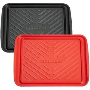 Cuisinart Grilling Prep & Serve Trays, 17×10.5 inch BBQ Tray Safe for Food Handling, 2 Dishwasher Safe Nesting Trays Black & Red, Perfect Grilling Accessories for Cooked & Raw Meat, Fits 6 Burgers(Medium – 17″ x 10.5″ (Pack of 6))