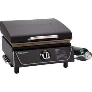 Cuisinart 17” Tabletop Gas Griddle with Hood, Easy Assembly Compact Outdoor Flat-Top Grill with Grease Cup, 255 Sq. In Cooking Space Perfect for Camping, Tailgates and BBQs